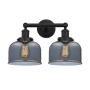 Innovations Lighting Bell 2 Light 16" Wide Vanity Light Matte Black / Plated Smoke