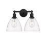 Innovations Lighting Bristol Glass 2 Light 17" Wide Vanity Light Matte Black / Clear