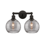 Innovations Lighting Athens Deco Swirl 2 Light 17" Wide Vanity Light Oil Rubbed Bronze / Light Smoke Deco Swirl