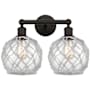 Innovations Lighting Farmhouse Rope 2 Light 17" Wide Vanity Light Oil Rubbed Bronze / Clear Glass with White Rope