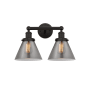 Innovations Lighting Cone 2 Light 16" Wide Vanity Light Oil Rubbed Bronze / Plated Smoke