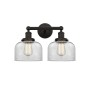 Innovations Lighting Bell 2 Light 16" Wide Vanity Light Oil Rubbed Bronze / Clear