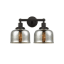 Innovations Lighting Bell 2 Light 16" Wide Vanity Light Oil Rubbed Bronze / Mercury