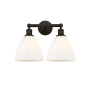 Innovations Lighting Bristol Glass 2 Light 17" Wide Vanity Light Oil Rubbed Bronze / Matte White