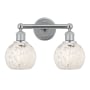 Innovations Lighting White Mouchette 2 Light 15" Wide Vanity Light Polished Chrome
