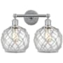 Innovations Lighting Farmhouse Rope 2 Light 17" Wide Vanity Light Polished Chrome / Clear Glass with White Rope
