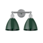 Innovations Lighting Plymouth Dome 2 Light 17" Wide Vanity Light Polished Chrome / Green