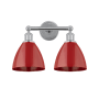 Innovations Lighting Plymouth Dome 2 Light 17" Wide Vanity Light Polished Chrome / Red