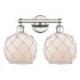 Innovations Lighting Farmhouse Rope 2 Light 17" Wide Vanity Light Polished Nickel / White Glass with White Rope