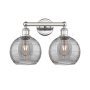 Innovations Lighting Athens Deco Swirl 2 Light 17" Wide Vanity Light Polished Nickel / Light Smoke Deco Swirl