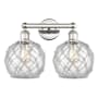 Innovations Lighting Farmhouse Rope 2 Light 17" Wide Vanity Light Polished Nickel / Clear Glass with White Rope