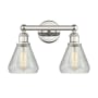 Innovations Lighting Conesus 2 Light 15" Wide Vanity Light Polished Nickel / Clear Crackle