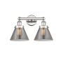 Innovations Lighting Cone 2 Light 16" Wide Vanity Light Polished Nickel / Plated Smoke