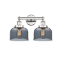 Innovations Lighting Bell 2 Light 16" Wide Vanity Light Polished Nickel / Plated Smoke