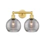 Innovations Lighting Athens Deco Swirl 2 Light 17" Wide Vanity Light Satin Gold / Light Smoke Deco Swirl