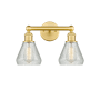 Innovations Lighting Conesus 2 Light 15" Wide Vanity Light Satin Gold / Clear Crackle
