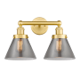 Innovations Lighting Cone 2 Light 16" Wide Vanity Light Satin Gold / Plated Smoke