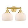 Innovations Lighting Bell 2 Light 16" Wide Vanity Light Satin Gold / Matte White