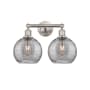 Innovations Lighting Athens Deco Swirl 2 Light 17" Wide Vanity Light Satin Nickel / Light Smoke Deco Swirl