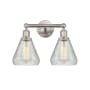 Innovations Lighting Conesus 2 Light 15" Wide Vanity Light Brushed Satin Nickel / Clear Crackle