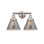 Innovations Lighting Cone 2 Light 16" Wide Vanity Light Brushed Satin Nickel / Plated Smoke
