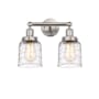 Innovations Lighting Bell 2 Light 16" Wide Vanity Light Brushed Satin Nickel / Clear Deco Swirl