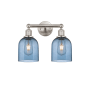 Innovations Lighting Bella 2 Light 15" Wide Vanity Light Brushed Satin Nickel / Princess Blue