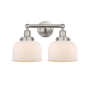 Innovations Lighting Bell 2 Light 16" Wide Vanity Light Brushed Satin Nickel / Matte White