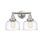 Innovations Lighting Bell 2 Light 16" Wide Vanity Light Brushed Satin Nickel / Clear Deco Swirl