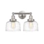 Innovations Lighting Bell 2 Light 16" Wide Vanity Light Brushed Satin Nickel / Clear Deco Swirl