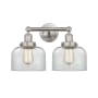 Innovations Lighting Bell 2 Light 16" Wide Vanity Light Brushed Satin Nickel / Clear