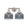 Innovations Lighting Bell 2 Light 16" Wide Vanity Light Brushed Satin Nickel / Plated Smoke