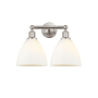 Innovations Lighting Bristol Glass 2 Light 17" Wide Vanity Light Brushed Satin Nickel / Matte White