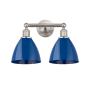 Innovations Lighting Plymouth Dome 2 Light 17" Wide Vanity Light Brushed Satin Nickel / Blue