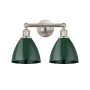 Innovations Lighting Plymouth Dome 2 Light 17" Wide Vanity Light Brushed Satin Nickel / Green