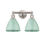 Innovations Lighting Plymouth Dome 2 Light 17" Wide Vanity Light Brushed Satin Nickel / Seafoam