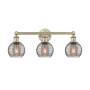 Innovations Lighting Athens Deco Swirl 3 Light 24" Wide Vanity Light Antique Brass / Light Smoke Deco Swirl