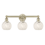 Innovations Lighting White Mouchette 3 Light 24" Wide Vanity Light Antique Brass