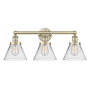 Innovations Lighting Cone 3 Light 26" Wide Vanity Light Antique Brass / Clear