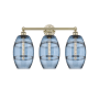 Innovations Lighting Vaz 3 Light 26" Wide Vanity Light Antique Brass / Princess Blue