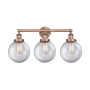Innovations Lighting Beacon 3 Light 25" Wide Vanity Light Antique Copper / Clear
