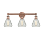 Innovations Lighting Conesus 3 Light 24" Wide Vanity Light Antique Copper / Clear Crackle