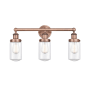 Innovations Lighting Dover 3 Light 25" Wide Vanity Light Antique Copper / Clear