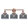 Innovations Lighting Bell 3 Light 25" Wide Vanity Light Antique Copper / Plated Smoke