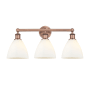 Innovations Lighting Bristol Glass 3 Light 26" Wide Vanity Light Antique Copper / Matte White