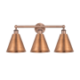 Innovations Lighting Ballston Cone 3 Light 26" Wide Vanity Light Antique Copper