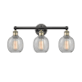 Innovations Lighting Belfast 3 Light 24" Wide Vanity Light Black Antique Brass / Clear Crackle