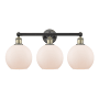 Innovations Lighting Athens 3 Light 26" Wide Vanity Light Black Antique Brass / Matte White