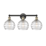 Innovations Lighting Athens 3 Light 26" Wide Vanity Light Black Antique Brass / Clear Deco Swirl