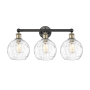 Innovations Lighting Athens 3 Light 26" Wide Vanity Light Black Antique Brass / Clear Water Glass